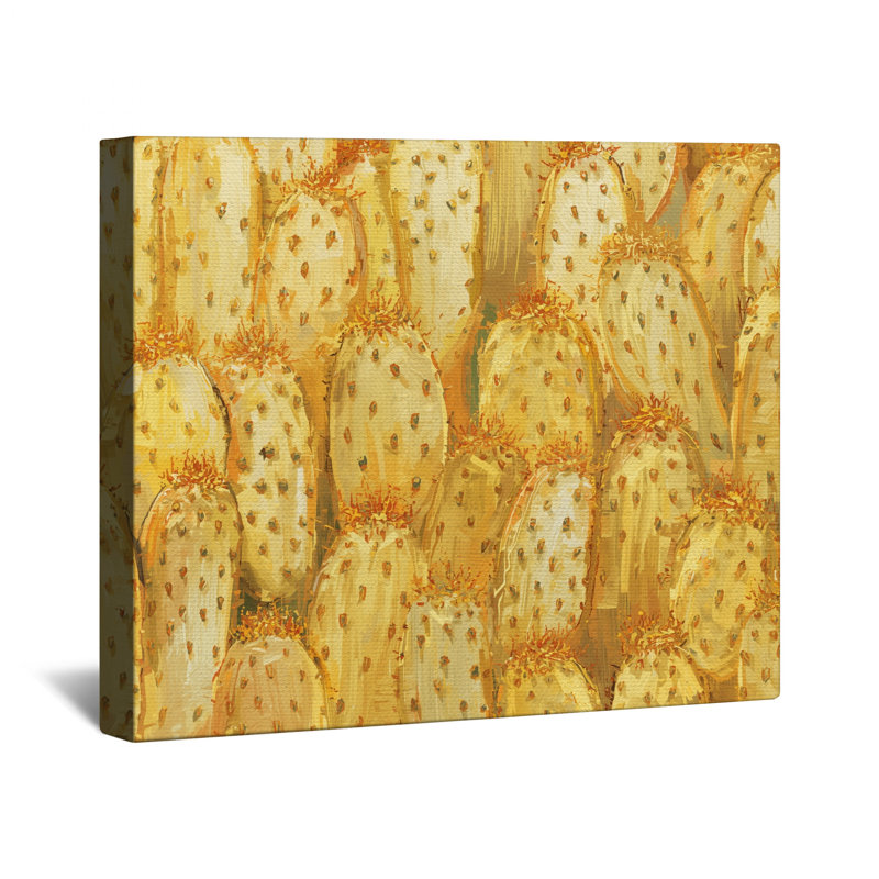 Yellow Prickly Pear Cactus Canvas Gallery Wrap in Many Sizes, 20 x 30 inches