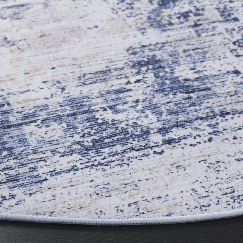 Shafiya Performance Machine Washable Abstract Rug, Round 6'