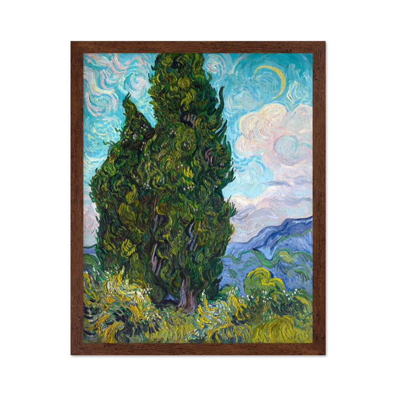 Van Gogh - Cyprès, Affiche, H 16 po x l 20 po, Encadrement brun