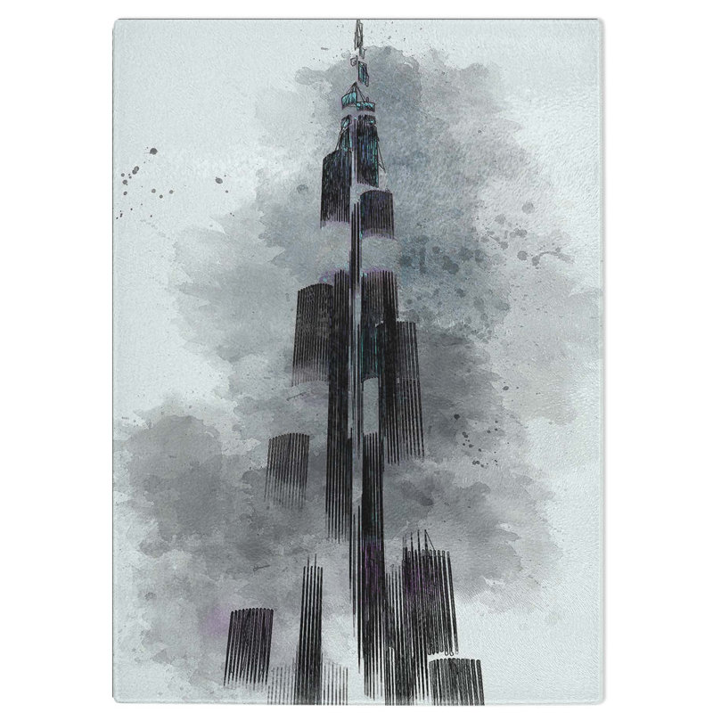 Tempered Glass Burj Khalifa in Dubai Chopping Board, 20 cm W x 28.5 cm L