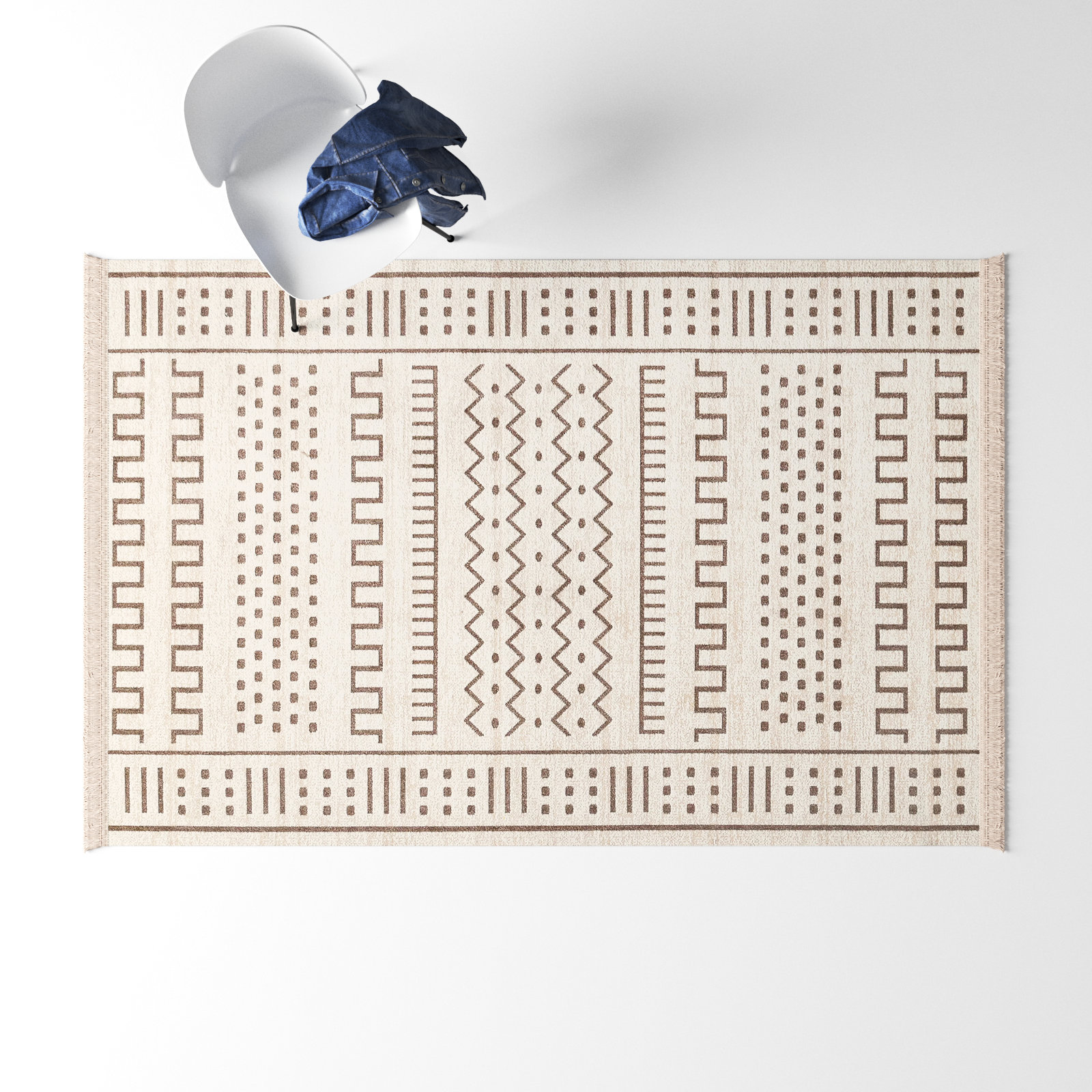 Beige Moroccan Outdoor Rug, Rectangle 5' x 8'
