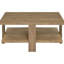 Table basse et de bout carrée deux pièces, finition manguier, bois d'ingénierie, table de rangement ouverte de style rustique, bois franc d'aspect, pieds larges pour le soutien
