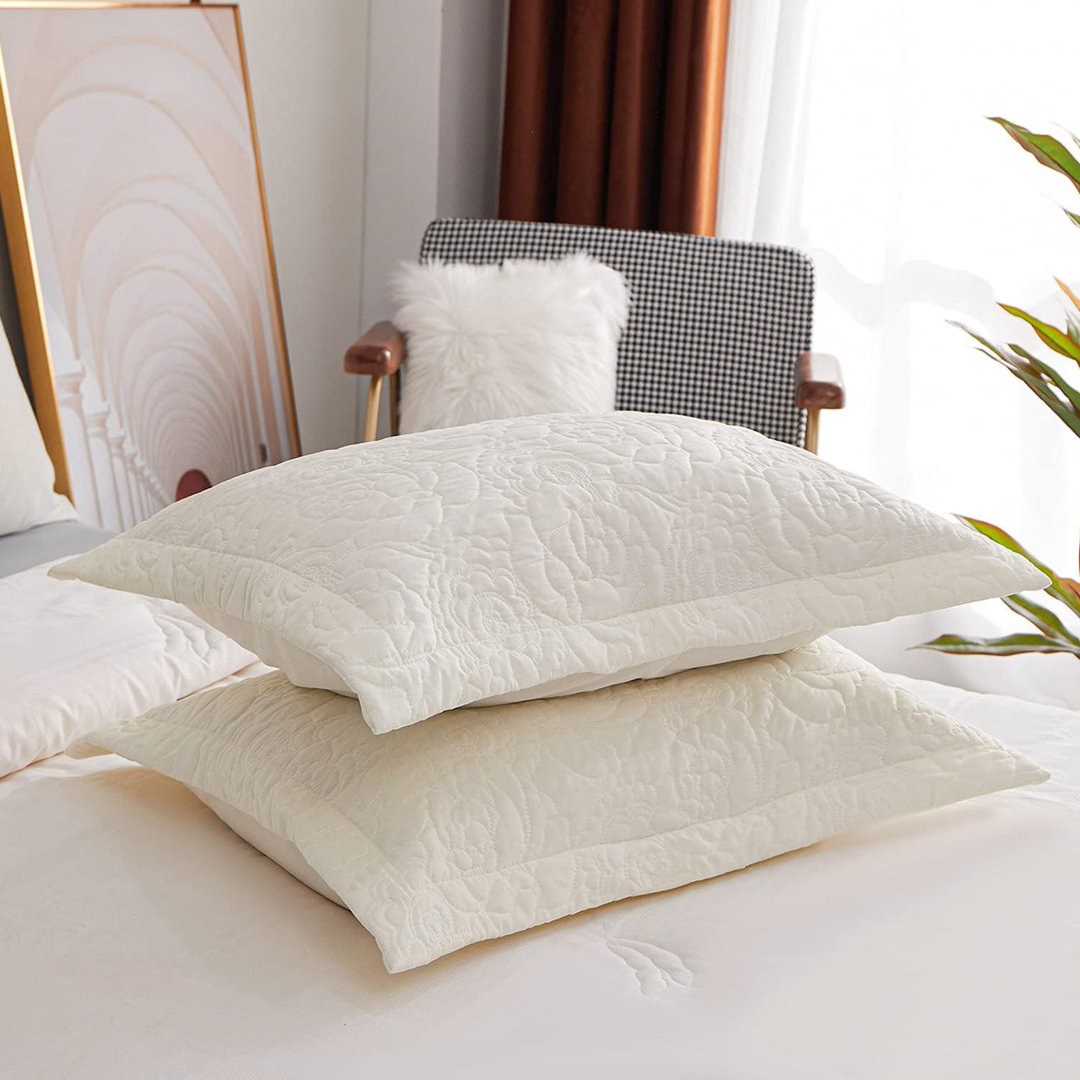 Quilted Floral Pillow Shams for Beds (Set of 2) Kindred Home 