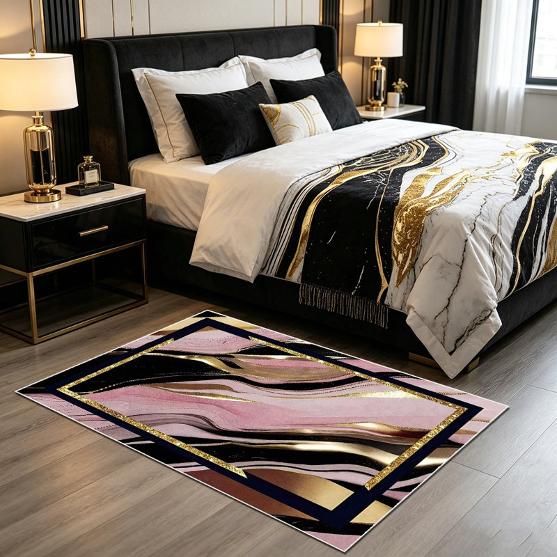 Modern marble patterned rugs are available in various sizes, suitable for use as large rugs in living rooms, bedside rugs in bedrooms, and decorative pieces for entryways/studies, adapting to multiple scenarios.