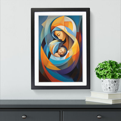 Mother And Baby Abstract - Single Picture Frame Print on Wood