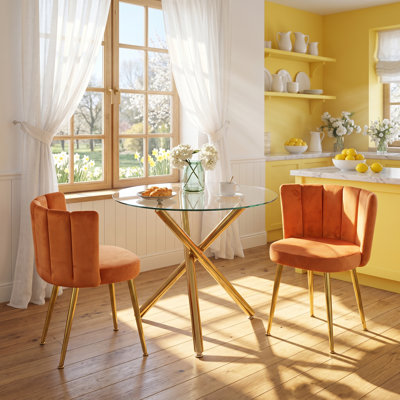 Chaise de salle à manger en velours avec pieds en fer Aurelia
