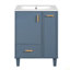Meuble-lavabo 24 po avec lavabo, armoire de salle de bain avec tablette de porte, tiroir profond, panier coulissant à 2 niveaux, structure en bois massif et panneau de fibres à densité moyenne, un paquet