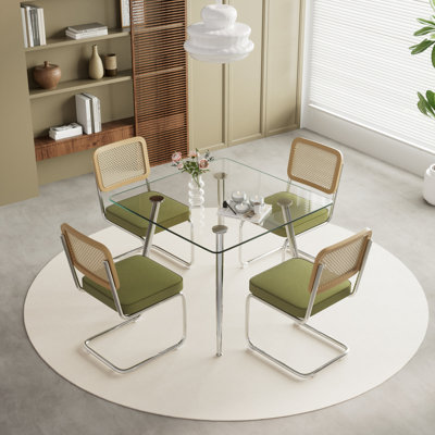 36in Square Glass Top Dining Set