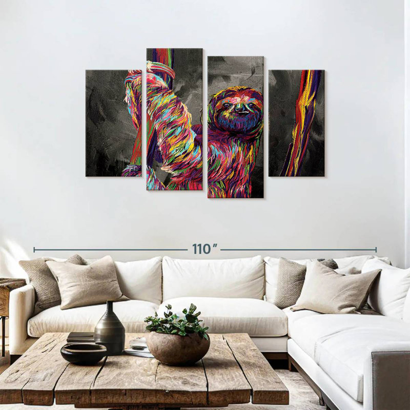 Brampt paresseux couleur abstraite, H 48 po x l 75 po