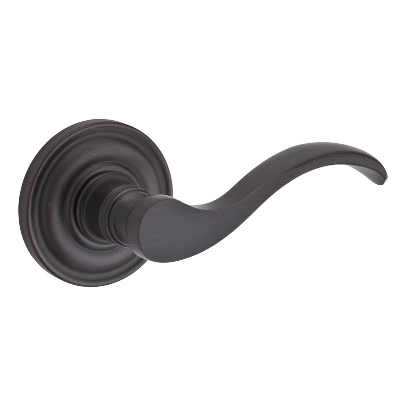 Curve Keyed Door Lever with Traditional Round Rose, Left, Yes, Venetian Bronze