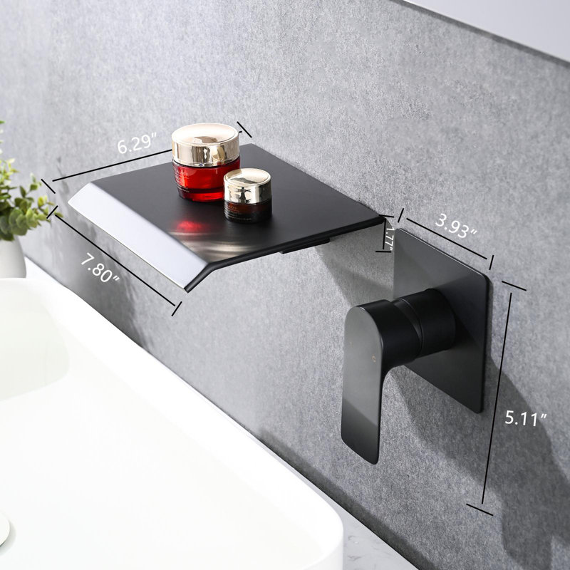 Wall mounted bathroom sink faucet, Matte Black