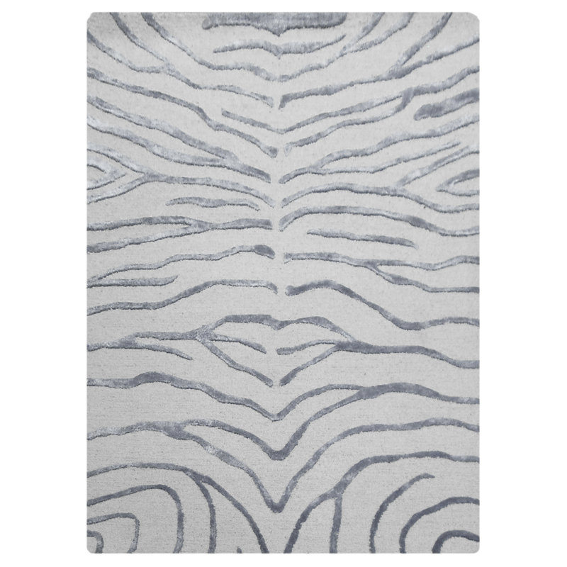 Zebra Animal Print Hand Woven Area Rug, Rectangle 122 x 183cm