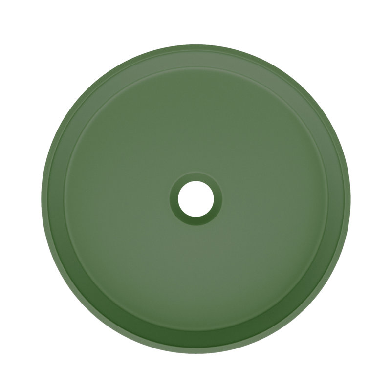 Lisse 14.5" Concrete Round Vessel Sink, Matte Royal Green
