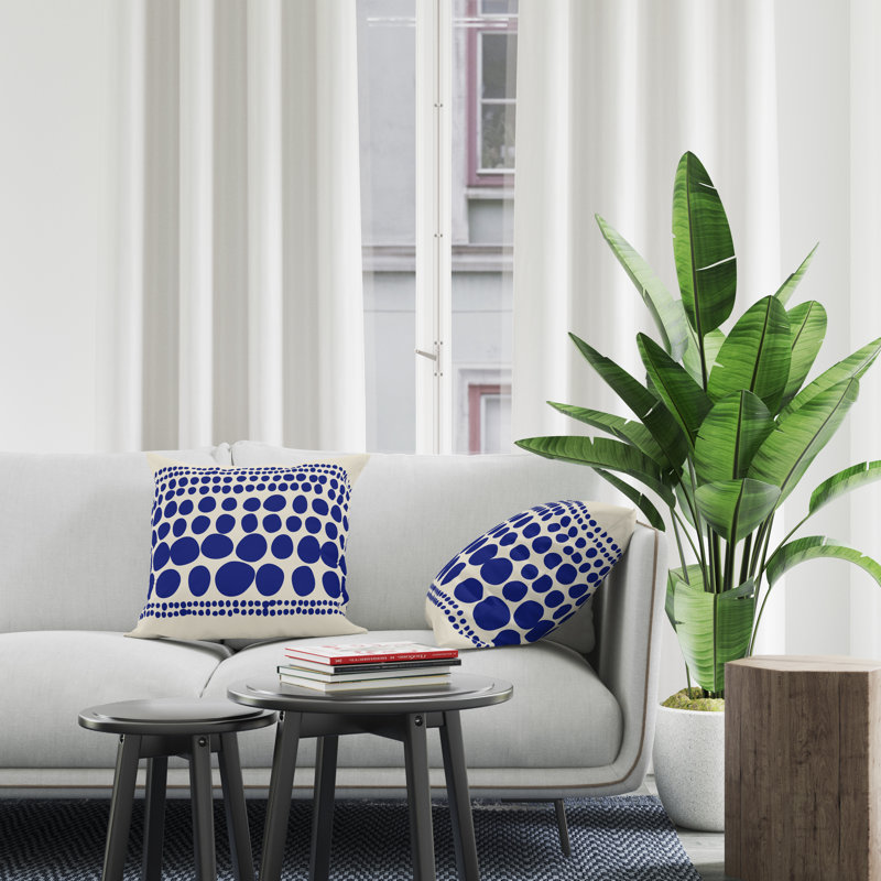 Jeté carré intérieur / extérieur en polyester Ikom, L 17 po x H 17 po, Bleu marine