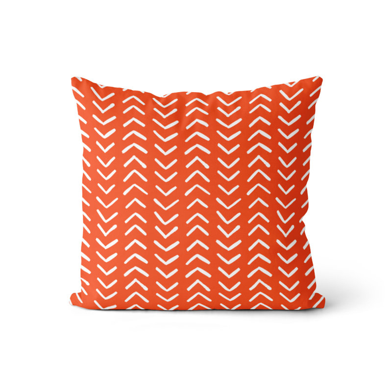 Housse et insert de coussin carré Pece, Orange/Blanc