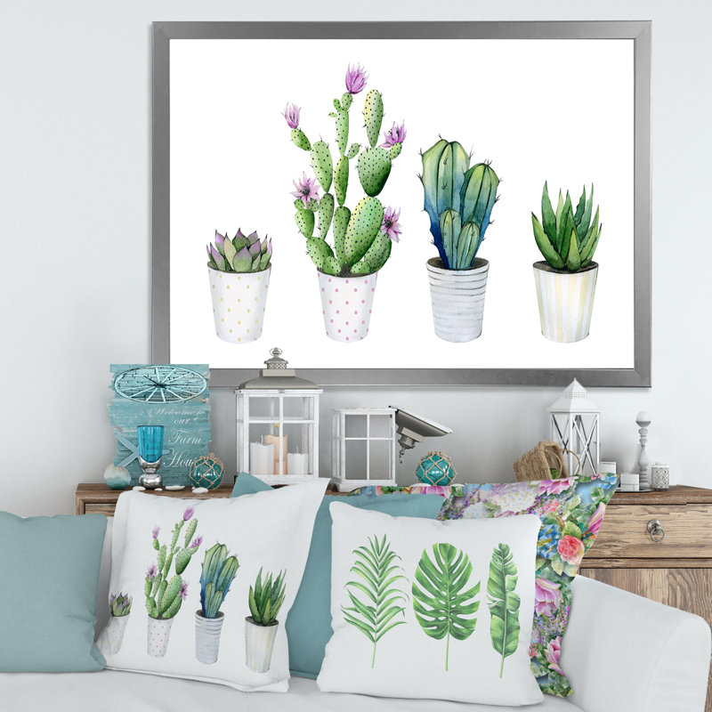 «Cactus Succulent Aloe Vera Home Plants In The Pots», reproduction d'art sur toile, H 30 po x l 40 po x 1,5 po
