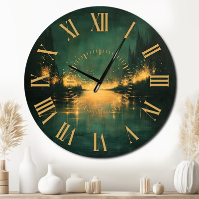Lucioles curieuses la nuit I - Horloge murale rustique en métal