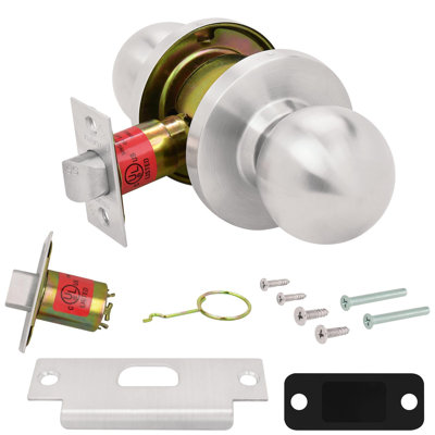 Grade 2 Cylindrical Commercial Knobset, Satin Stainless Steel, Passage