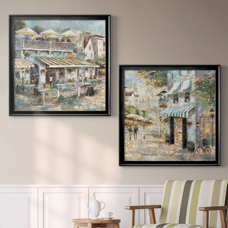 «Rooftop Cafe Détail I», ensemble de 2 reproductions d'art, H 34,5 po x l 69 po x P 1,5 po, Toile encadrée noire