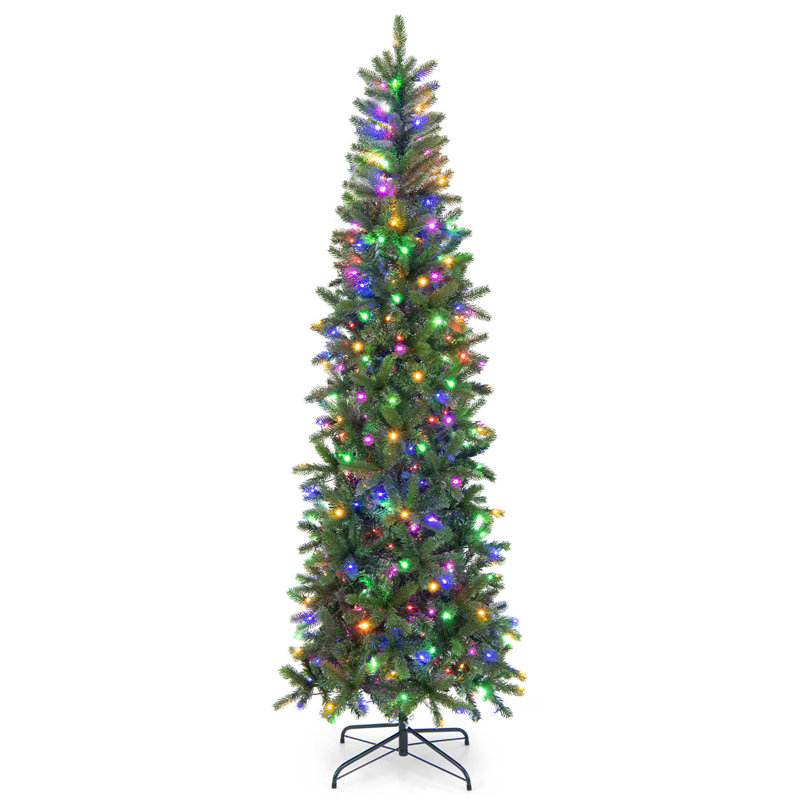 7.5' Artificial Pine Christmas Tree with Color & Clear Lights