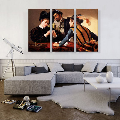 " The Cardsharps 1597 " by Caravaggio 3 - Pieces Painting Print