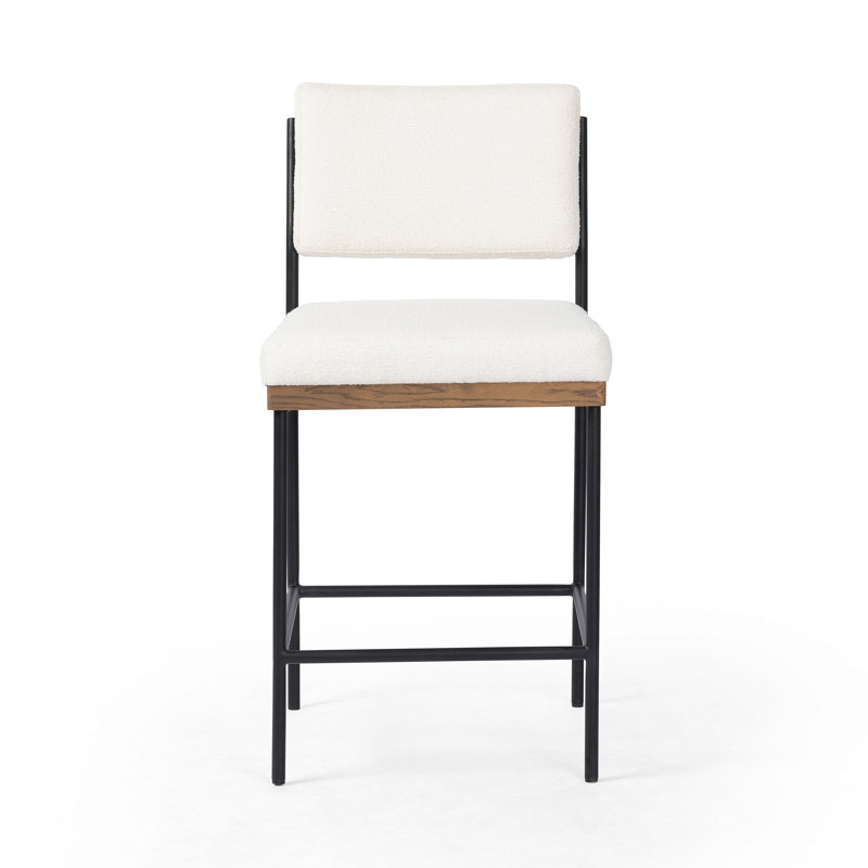 Popovich Upholstered Counter Stool with Metal Frame, Fayette Cloud/Polyester Blend, Counter Stool (26.42" Seat Height)