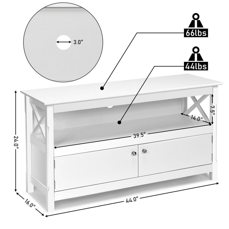 Boylston Unfinished TV Stand for TVs up to 43", White