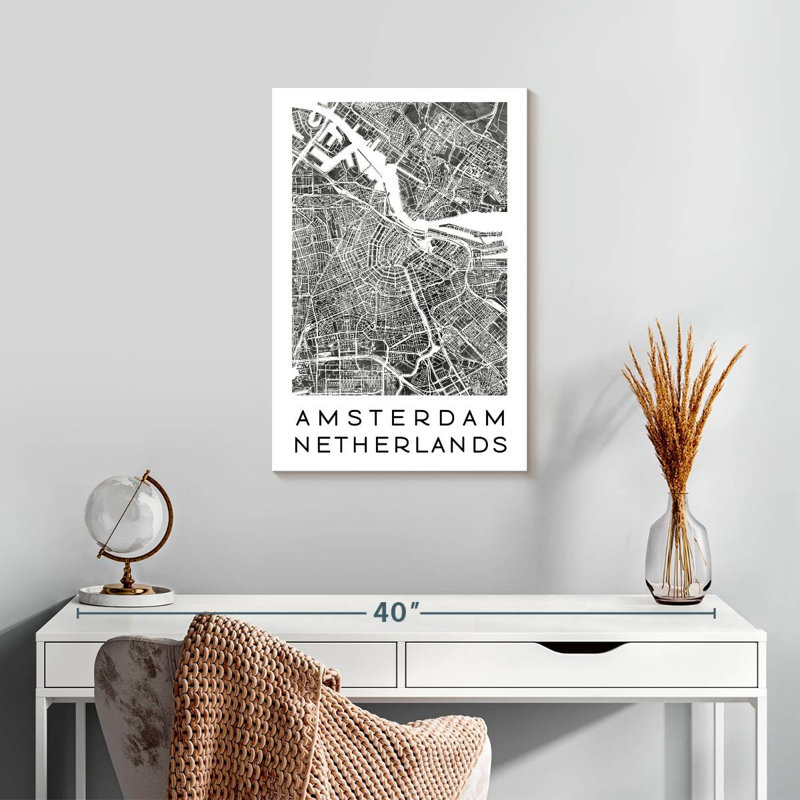 Aliaz Minimalist Amsterdam City Map, 24" H x 16" W
