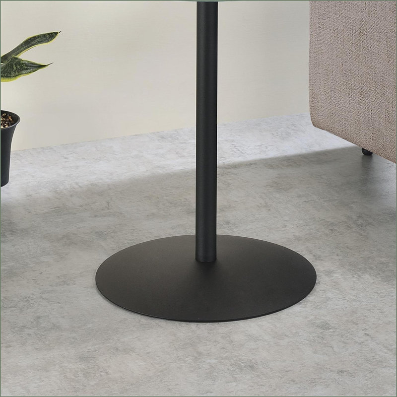 Table basse en marbre noir texturé 17,5 po avec base en acier, peu encombrante Robuste pour le salon