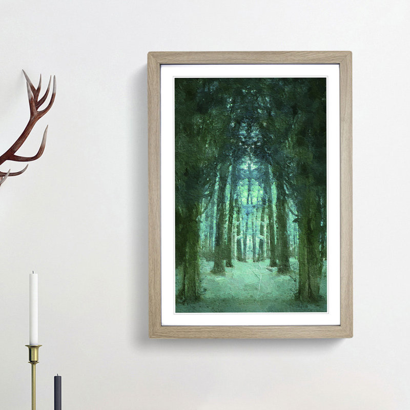 Forest Arch in Abstract - Picture Frame Painting Print, 65cm H x 48cm W x 2cm D, Oak Framed