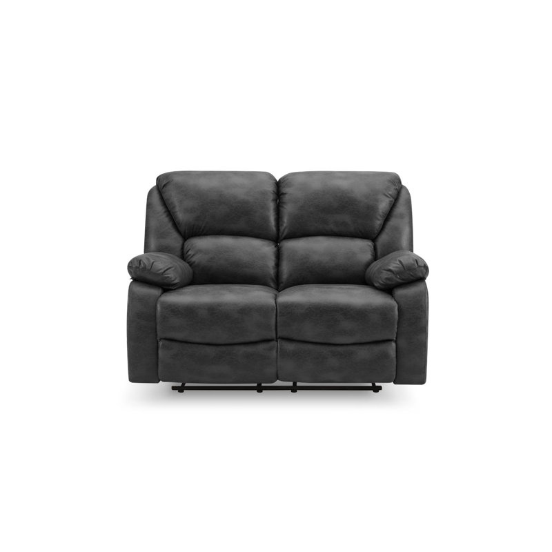 Rivka 2 Seater Faux Leather Reclining Sofa, Black
