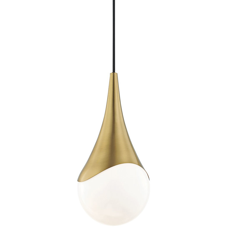 Ariana 1 - Light Single Pendant, Aged Brass, 16" H x 7.5" W x 7.5" D