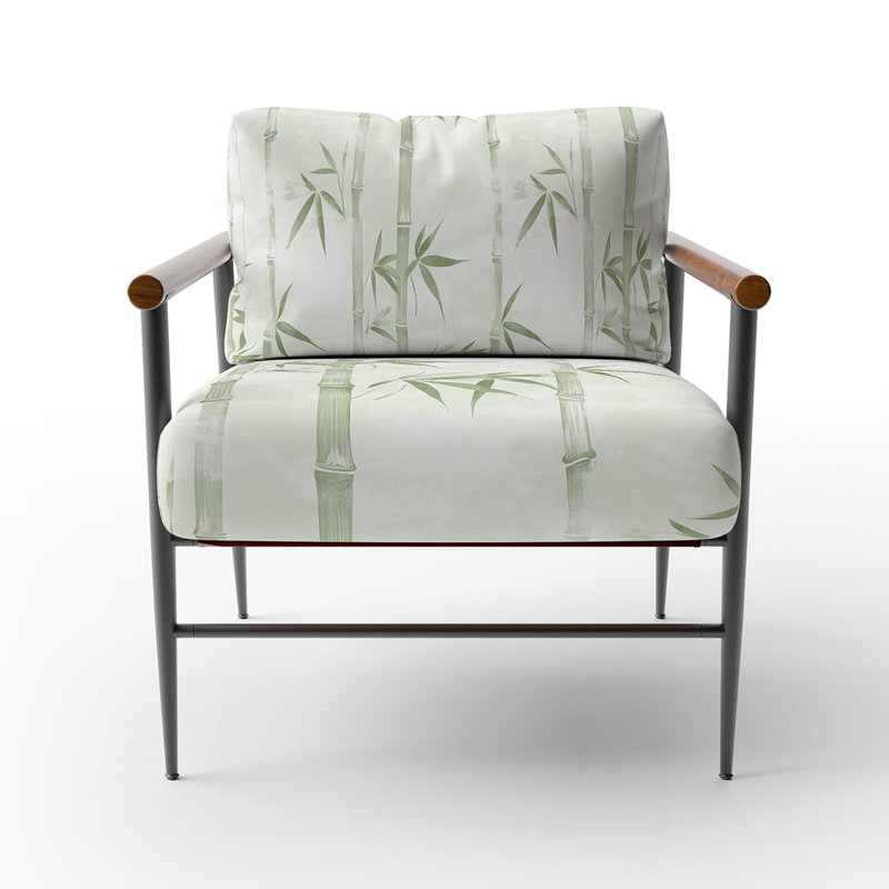 Chaise rembourrée Coastal, Bras ronds bruns