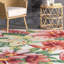 Tapis intérieur / extérieur à motif floral vert / rose Perao-848631321