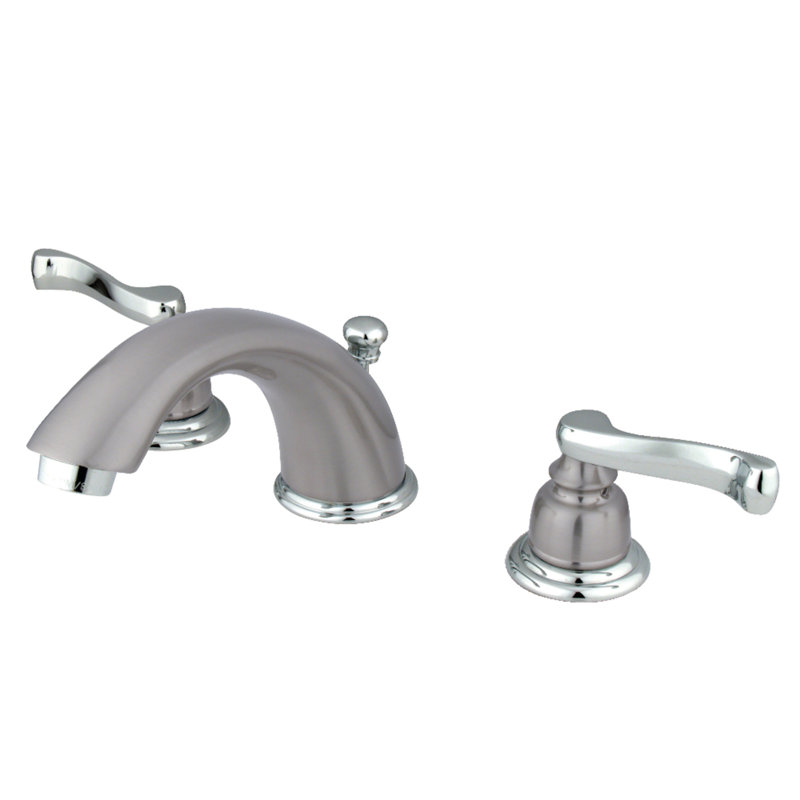 Widespread Bathroom Faucet with Drain Assembly, Brushed Nickel/Polished Chrome