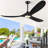 Black 3 Blade Solid Wood Indoor Outdoor Ceiling Fans with Lights for Patios Living Room Bedroom - 60 Inch-912080174