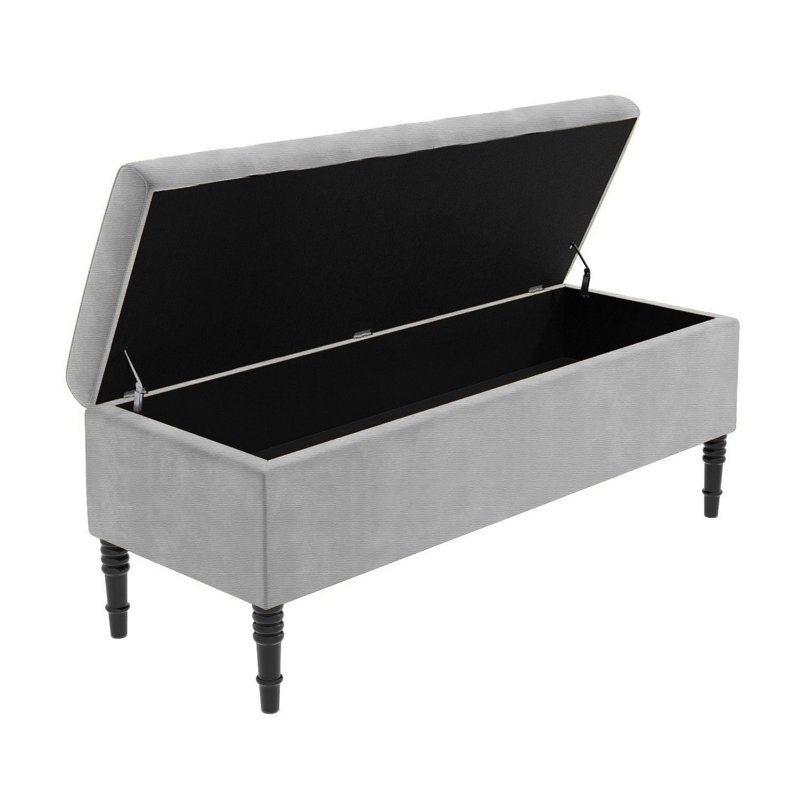Paris Plain Naples Ottoman Storage Bench, Upholstered End of Bed Bench with Legs, Rectangle Coffee Table with Storage, Window Seat Ottoman Footstool for Bedroom, Hallway, Living Room