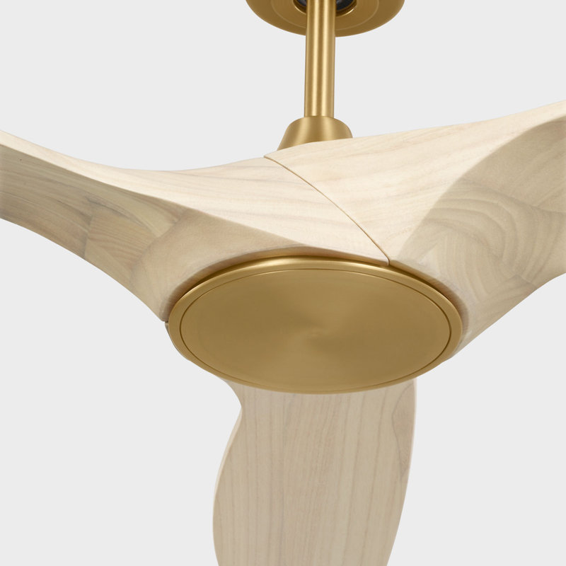 Ventilateur de plafond intelligent Selen, Chêne blanc délavé, 52 po de largeur, Laiton bruni