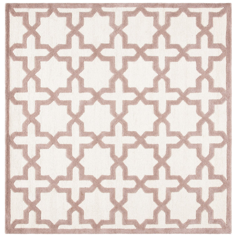 Cannen Hand Tufted Wool Geometric Rug, Square 6'
