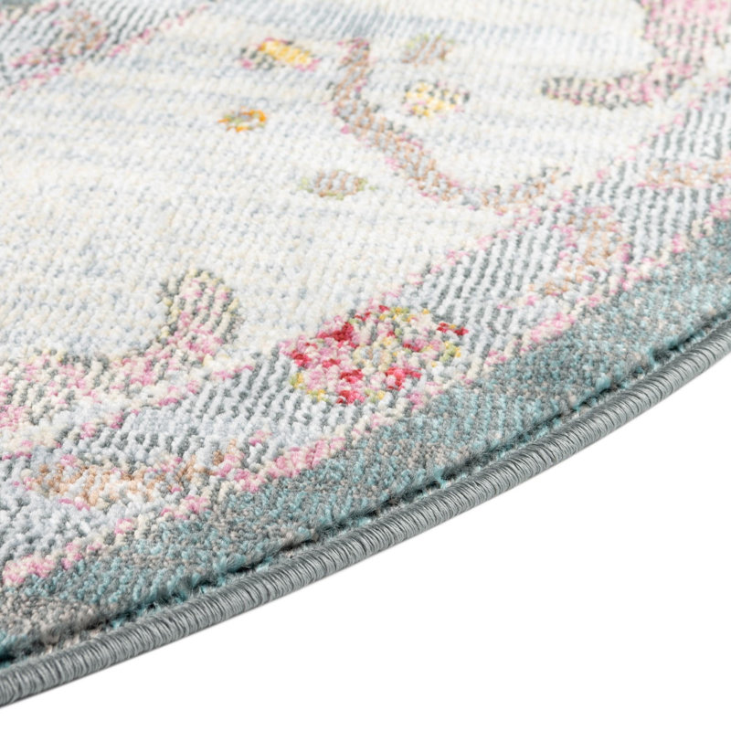 Tapis transitionnel Marvella gris et bleu, Tapis de couloir 2 pi 2 po x 6 pi