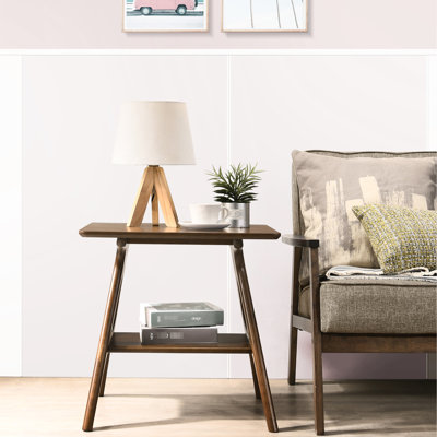 Mid-century Modern Storage Table With Shelf - Brown Color Accent Slightly Tapered Legs Wood End Finish by George Oliver