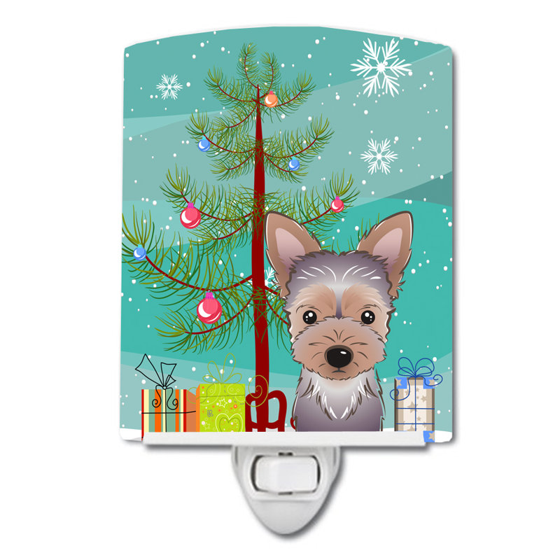 Éclairage de nuit en céramique et arbre de noël beagle, Chiot Yorkie