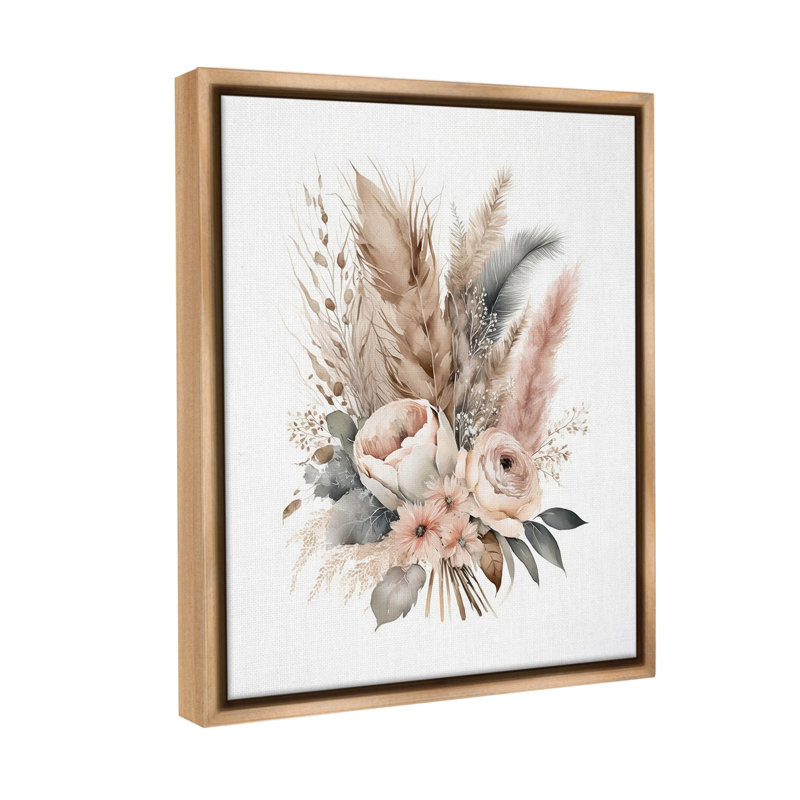 «Boho Feather Bouquet Floater Frame» par LSR Design Studio sur, H 21 po x l 17 po, Cadre flottant orme Montalcino
