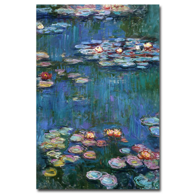 Wrapped Canvas Wall Art - Claude Monet 'Waterlilies Classic' Wall Art for Living Room, Bedroom, or Office Décor - 14x19