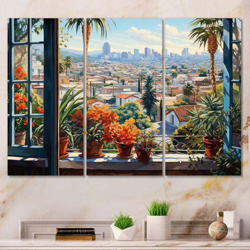 Los Angeles Window View 5 - Los Angeles, art mural, Toile tendue, H 32 po x l 48 po