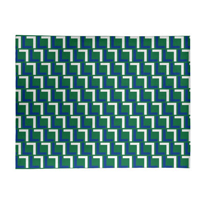 Tapis géométrique vert / bleu / blanc