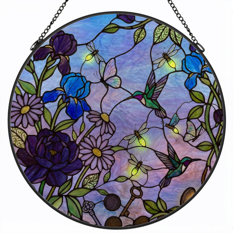 Vitrail de jardin en verre coloré 7,8 po H, H 7,8 po x l 7,8 po