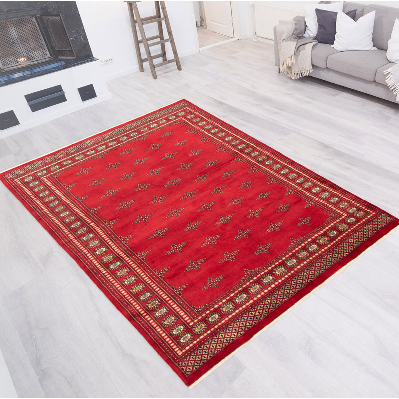 Tapis rouge 6 pi 5 po x 9 pi 1 po Finha Peshawar Bokhara