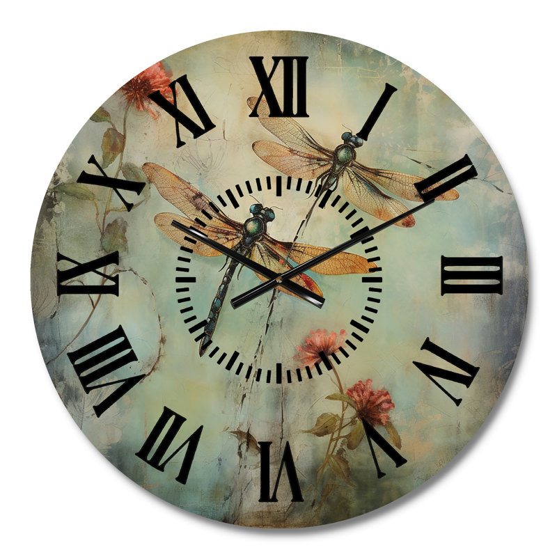 Horloge murale rétro avec libellule, Médium