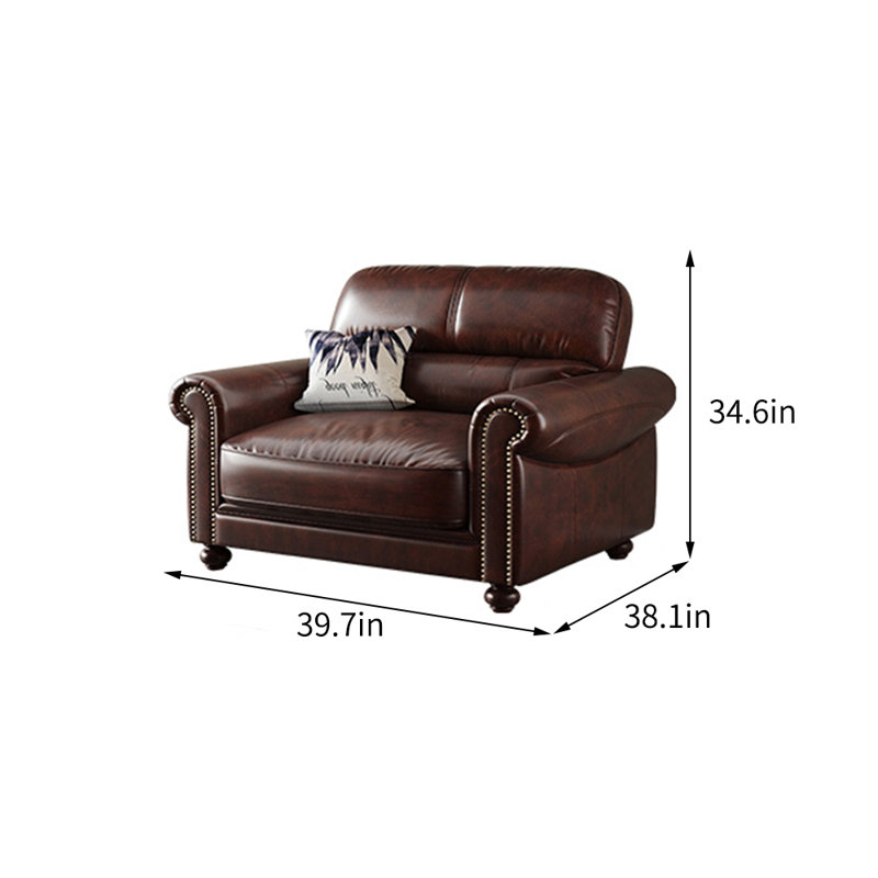 Fauteuil en cuir véritable de 39,7 po de largeur Tawon